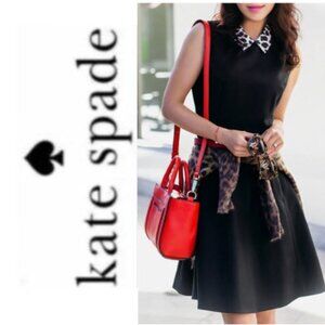 Kate Spade Rissa Fit Flare Mini Dress Leopard Collar Lined Black Size 8